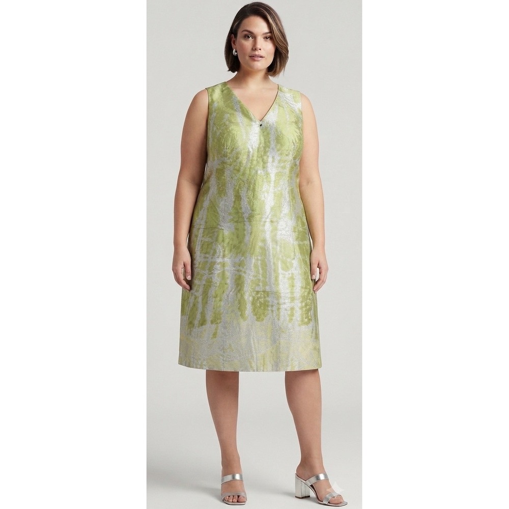 Tahari Rosalia Dress Sz 20 Pear Nectar Green Abstract Sheath Cocktail 541GE603